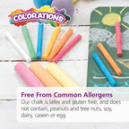 Colorations Sidewalk Chalk – 50pc 4” x 1” Washable, Bright Colored Chalk Set – Fun Kid Art Colors & Patterns – Draw on Classroom Chalkboard or Outdoor Playground – Jumbo Bulk