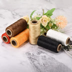 MECCANIXITY Waxed Thread,284 Yard 0.8mm 150D Flat Wax Thread Polyester Waxed String for Leather Sewing Hand Weaving Book Binding Home Decoration, Brown