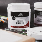 PHOENIX White Gesso Primer - 16.9 Fl oz. / 500ml White Gesso for Canvas Surface Prep Medium for Oil Acrylic Paints