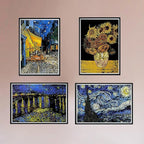 Scratch Art Painting 4 Pcs Vincent Van Gogh Scratch Rainbow Paper Set for Adults and Kids, DIY Sketch Card Engraving Craft Night View Scratchboard with 4 Tools - Cafe Terrace, Sunflowers, Starry Night