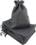 Palmhomee Pack of 25 Burlap Gift Bags with Drawstring Linen Jewelry Pouches Wedding Hessian Jute Bags for Birthday and Treat Pouches Party Wedding Favors Gift (5x7 Inch, Black)