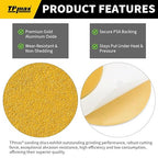6-Inch 320-Grit Gold PSA Sanding Discs, 50 Pack – Pro-Grade Self-Adhesive Stickyback Sandpaper with Quick-Release Tabs for DA Sander, Ultra-Fine Automotive/Wood/Metal Sanding