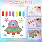 Paint with Water Coloring Books for Kids,Outer Space Art Craft Kits No Mess Water Color Painting Sets for Kids Ages 4-8,Birthday Gifts Travel Toy Crafts Supplies for Girls Boys Drawing with 2 Brushes