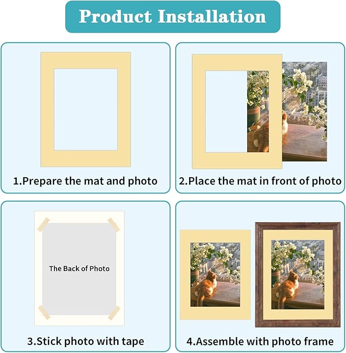 ZBEIVAN 12 Packs Mixed Colors 11x14 Picture Frame Mats for 8x10 Photos, Artworks and Prints, White Core Bevel Cut Frame Mattes