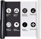 HTVRONT Heat Transfer Vinyl Rolls - 2 Pack 12" x 8ft Black and White HTV Vinyl for Shirts, Iron on Vinyl for All Cutting Machine - Easy to Cut & Weed for Heat Transfer Design (Black and White)