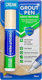 Grout Pen Cream Tile Paint Marker: Waterproof Grout Paint Pen, Tile Grout Colorant and Sealer Pen for Bathroom, Shower, Kitchen, More - Cream, Wide 15mm Tip (20mL)