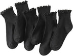 Hstyle 6 Pairs of Ruffle Socks Women, Cute Ruffle Ankle Socks