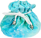 DND Dice Bags Large, Cyan Dice Storage Bag Star Pattern with Pockets, for D&D RPG Game - Capacity 200+ Die
