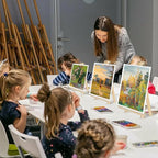 Mini Easels 6 Pack, Small Easels for Painting 24cm/9 Inch, Folding Design, Small Easel with 6 Palettes and 30 Brushes, Suitable for Outdoor Painting Party