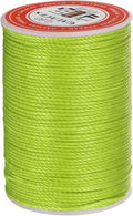 uxcell Round Leather Sewing Waxed Thread, 55m / 60 Yards Wax Polyester String, 0.8mm Waxed Stitching Cord for Leather Crafts, Bookbinding, Bracelets Braided, Bright Green