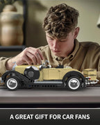 Mould King 10115 Classic Vintage Car Building Kit, Retro Car Building Blocks Sets, 1:16 Scale Convertible Sports Cars Display Model, Collectible Set for Adults to Build, Toys for Teen(897 Pieces)