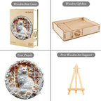 Wooden Puzzles Adults, 3D Cats Wooden Puzzles 100 Pieces, Unique Animal Shaped Wood Challenging Jigsaw Puzzles Gifts for Adults, 8.5x8.5in