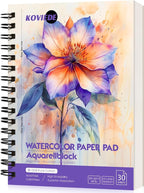 KOVIEDE 100% Cotton Watercolor Paper Pad - 30 Sheets 5.5"x8.5" Spiral Bound, 140lb/300gsm Cold Press Watercolor Sketchbook, Artist Quality Art Journal Supplies for Adults, Kids & Beginners, Purple