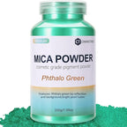 Mica Powder,7.05OZ（200g）,Phthalo Green Mica Powder Pigment for Epoxy Resin，Lip Gloss，Car Paint，Dye，Soap Making，Nail Polish,Epoxy Resin,Candle Making,Bath Bombs