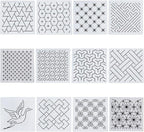 FREEBLOSS Embroidery Stencils - Geometric Sashiko Patterns - Acrylic 14x14cm