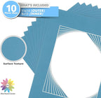Mat Board Center, Pack of 10, 11x14 for 8x10 Dynamic Blue Color Mats - Acid Free, 4-ply Thickness, White Core - for Pictures, Photos, Framing