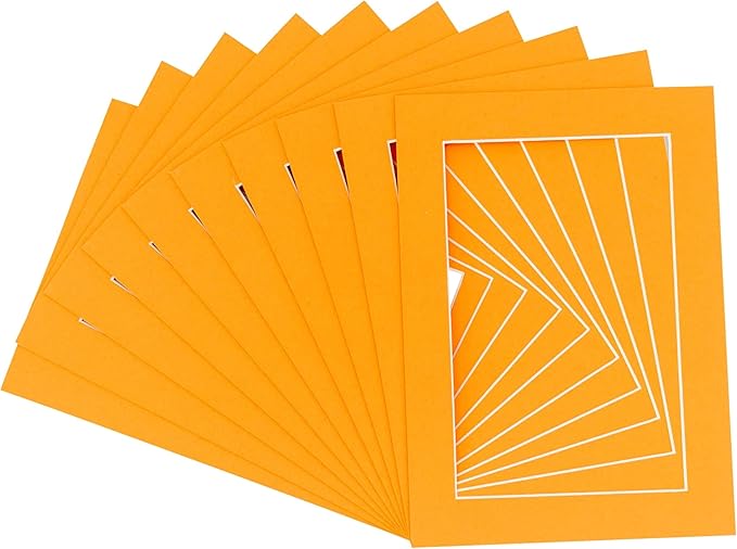 5x7 Mat for 8.5x11 Frame - Precut Mat Board Acid-Free Orange 5x7 Photo Matte Made to Fit a 8.5x11 Picture Frame, Premium Matboard for Family Photos, Show Kits, Art, Picture Framing, Pack of 100 Mats