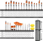 29 pcs Paint Brush Set,GETHPEN Acrylic Paint Brushes,Artist Series with Wide Flat,Round, Filbert, Flat, Fan,Angle,Dagger,Cat Tongue,Detail Brush,Rigger for Oil,Acrylic Canvas Paintings,Face Painting