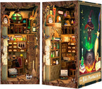 Fsolis Book Nook Kit, DIY Miniature House Kit 3D Wooden Puzzle Craft Kit for Adults Decorative Bookend Bookshelf Decor Gifts for Women Teens Book Lovers(Magic Pharmacist)