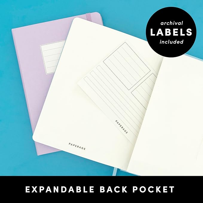 PAPERAGE Lined Journal Notebook, 5 Pack, (Black), 160 Pages, Medium 5.6 in x 8 in - 100 GSM Thick Paper – Hardcover Journaling Notebook for Work, School & Note Taking