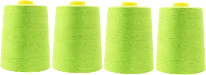 Mandala Crafts 4 Pack of Serger Threads Cones Spools - 20S/2 24000 Yards Polyester Lime Green Threads for Sergers Machine and Overlock Quilting Sewing Machine