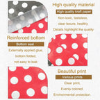 KEYYOOMY 100 Pcs Red and Black Candy Buffet Bags Small Cookie Bag Polka Dot Paper Treat Bag for Wedding Birthday Party (5 inch x 7 inch)