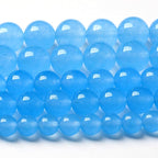 12MM Natural Stone Aquamarine Blue Chalcedony Beads Round Loose Beads for Jewelry Making Bracelet 32pcs 1 Strands 15"
