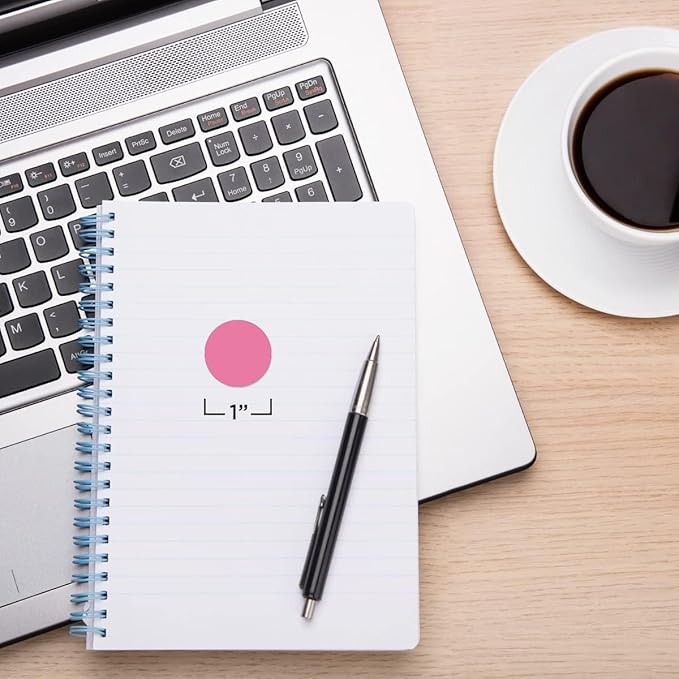 ChromaLabel 1 Inch Round Label Removable Color Code Dot Stickers, 1000 Labels per Dispenser Box, Rose