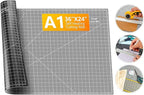 Ecraft Large Self Healing Cutting Mat: 24" x 36" Double Sided 5-Ply Hobby Mat, A1 Rotary Cutting Sewing Mat for Crafts, Fabric,Sewing,Quilting,Scrapbooking,Projects,Grey/Black