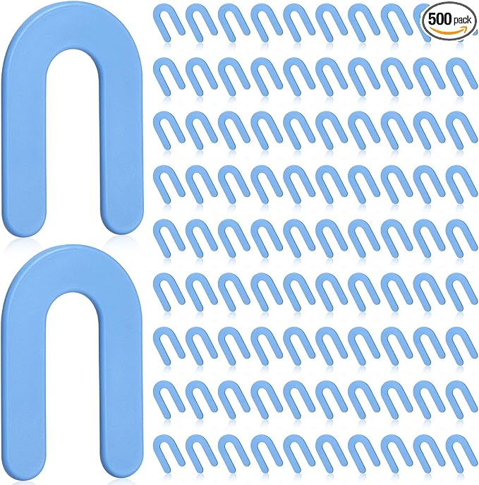 Yookeer 500 Pieces Tile Leveling System Tile Spacers 1/16 Inch, Horseshoe Shim U Shape Plastic Vitrolite Leveling Clips for Various Types, Blue