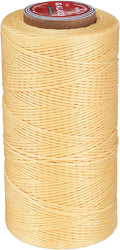 uxcell Flat Leather Sewing Waxed Thread, 270m / 295 Yards Polyester Wax String, 150D Wax Stitching Cord for Leather Crafts, Bookbinding, Bracelets Braided, Yellow Brown