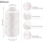 Serger Thread Cones 4 Pack of 3000 Yards Each, All Purpose White Sewing Thread, Polyester Thread 40S/2 White Thread for Sewing Serger&Overlock, Quilting, Piecing, Sewing Machine
