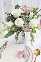 Floroom Artificial Flowers 20pcs Real Looking Ivory High-Centered Foam Fake Roses with Stem for DIY Wedding Bouquets Bridal Shower Centerpieces Floral Arrangements Party Tables Home Decorations
