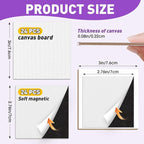 ESRICH 24 Pack 3x3IN Mini Magnetic Canvas Panels, Small Canvases for Painting for Oil, Watercolor, Acrylic Painting & DIY Crafts with 24PCS 3x3IN Square Flat Canvas Boards, 24PCS Soft Magnets