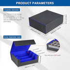 Card Storage Box for Trading Cards，2400+ Leather Magnetic Closure Commander Storage Box,Protectors Fit for YuGiOh, MTG and Sport Cards (Black, blue, 2400+)