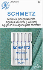 SCHMETZ Microtex Sharp Sewing Machine Needles - Quilting & Topstitching Supplies, Size 90/14, 5-Needle Card, Pack of 1