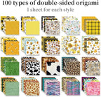 Origami Paper Kit Dobule Sided 100 Sheets 100 Colors 6 Inch Japanese Chiyo Square Easy Fold Arts Crafts DIY Handwork Origami Papers Beginner Animal Fur Bee