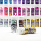 Hemway Mixed Polyurethane & Epoxy Resin Glitter Box (Pack of 54) | Metallic Flakes Shaker Set for Arts & Crafts | Assorted Colour Craft Supplies for Making Cards, Jewellery, Tumblers & Coasters