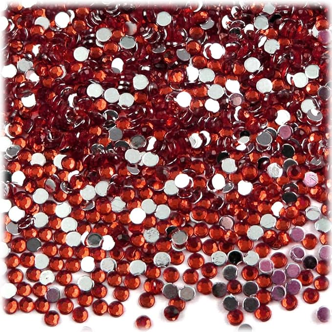 The Crafts Outlet 5-PK Set (7,200-Piece), Round 3mm Rhinestones, Flatback, Red Tones