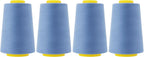 Mandala Crafts 4 Pack of Serger Threads Cones Spools - 40S/2 24000 Yards Polyester Steel Blue Threads for Sergers Machine and Overlock Quilting Sewing Machine