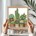 Maydiyer 11CT Stamped Cross Stitch Kits Pre-Printed Embroidery Kit, DMC Threads Needlework Sets-Cactuses 16.9×17.7 inch