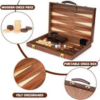 Wooden Backgammon Board Game Set (15 Inches) for Adults and Kids - Classic Board Strategy Game - Portable and Travel Set Family Game Night Vintage Backgammon Strategy Game