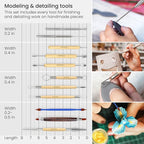 Arteza Pottery & Polymer Clay Tools, 42-Piece Sculpting Set, Steel Tip Tools with Wooden Handles, for Pottery Modeling, Smoothing, Carving & Ceramics