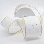CT CRAFT LLC Whtie Burlap Fabric Confetti Glitter Wired Ribbon 2.5" x 10 Yards White Color for Christmas Home Wedding Decor Gift Wrapping Tree Topper Bow Wreath Bouquet DIY Crafts