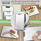 Titanium Cutting Board Double-sided non-slip silicone edging Pure Titanium Cutting Boards for Kitchen - Double-Sided Food-Grade Chopping Board Non-Stick Durable and easy to clean (Large)