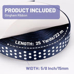 Polka Dot Grosgrain Ribbon 5/8 Inch, 25 Yards Spool Navy Blue and White Dot Craft Ribbon for Christmas Gift Wrapping DIY Crafts Hair Bows Wedding Party Decor Sewing and Home Decoration