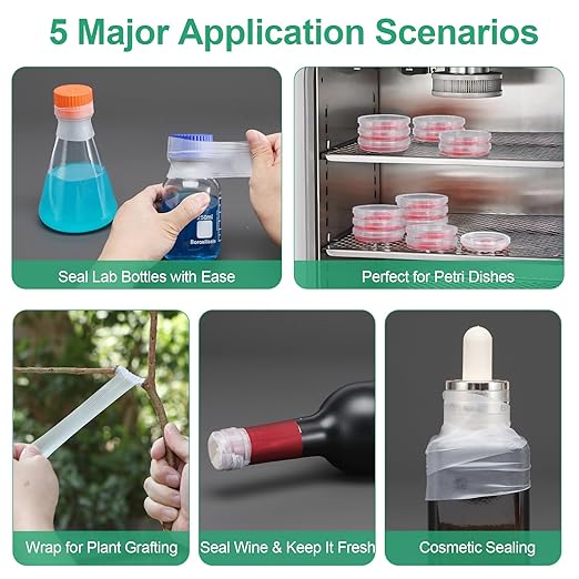 BM-PSF-992 Laboratory Film, Lab Sealing Film, Plastic Film, PM992, 1.2” (3 cm) x 591” (15 m), Self-Sealing Wrap for Plant Grafting and Laboratory Use, No Cutting Required (BM-PSF-992)