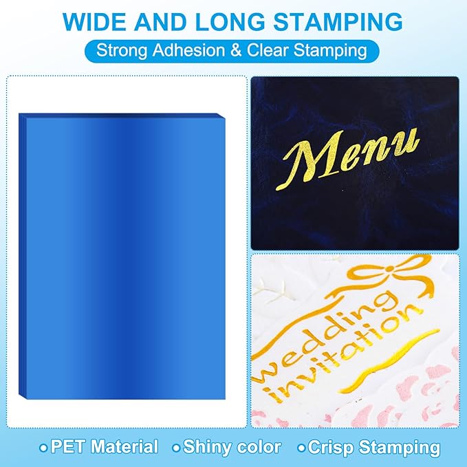 PATIKIL 11.7x8.3" Hot Stamping Foil Paper Sheet, 20 Sheets A4 Heat Transfer Hot Stamping Paper Foil for Leather DIY Logo Decor Craft Gift Package Scrapbook Card, Blue