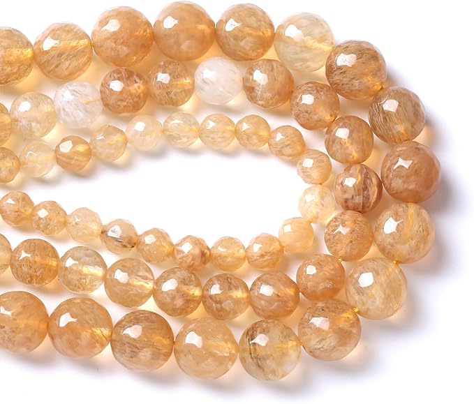 45pcs 8mm Natural Faceted Tea Watermenlon Jade Stone Beads for Jewelry Making Energy Healing Beads DIY Bracelet Necklace Accessories 15" (8mm, Faceted Tea Yellow Jade)