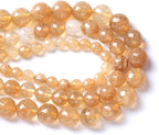60pcs 6mm Natural Faceted Tea Watermenlon Jade Stone Beads for Jewelry Making Energy Healing Beads DIY Bracelet Necklace Accessories 15" (6mm, Faceted Tea Yellow Jade)